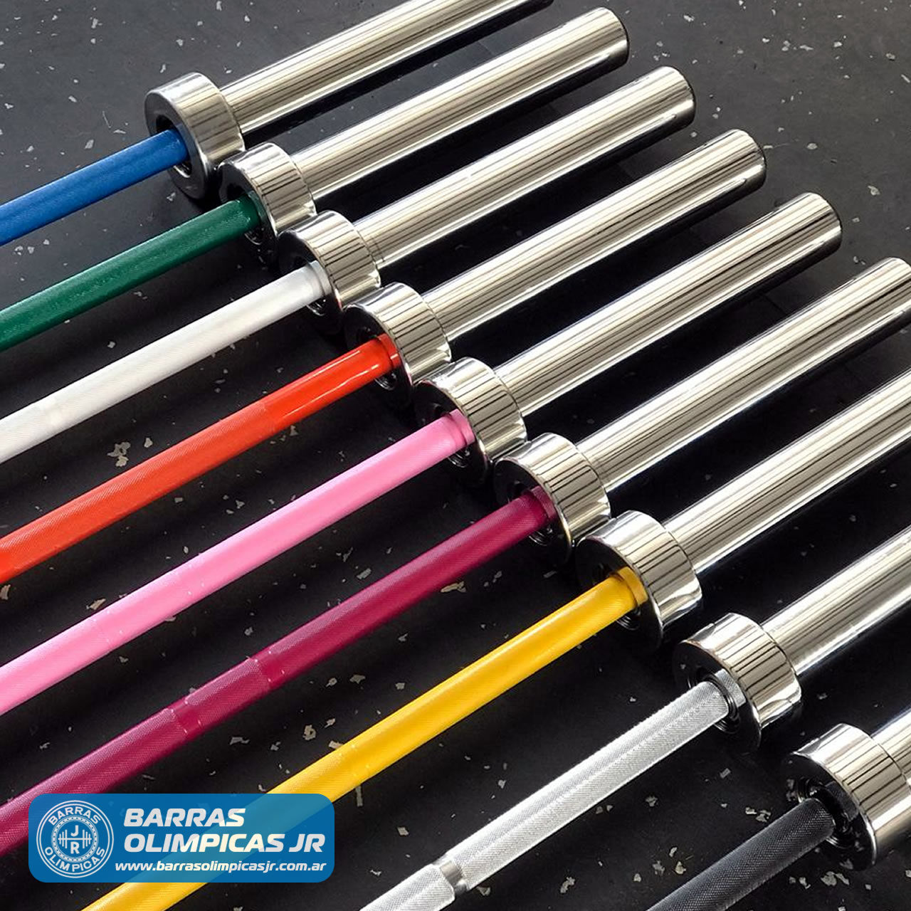 Barra olímpica color y cromada 20 kg x 2,20 mts Ø30
