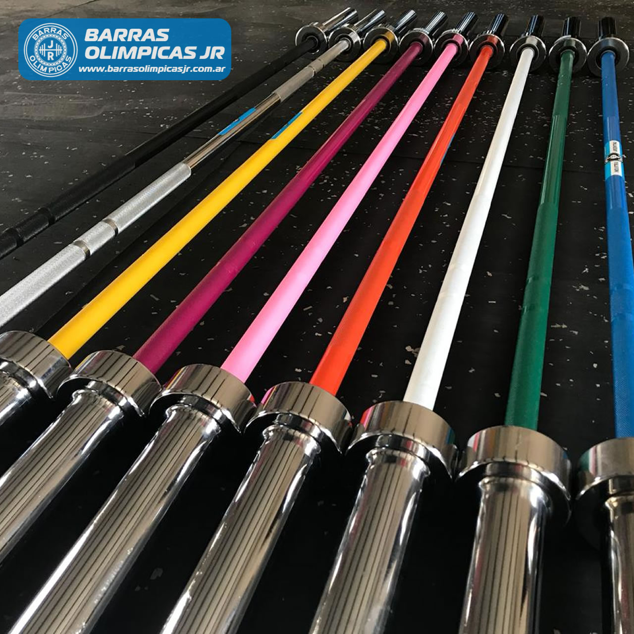 Barra olímpica color y cromada 20 kg x 2,20 mts Ø30