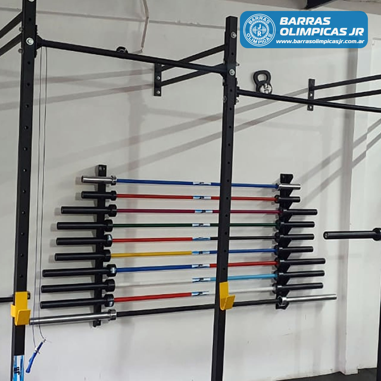 Rack para discos con soporte para barra