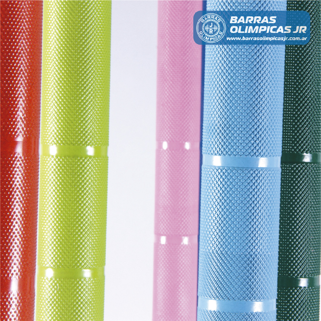 5 barras 20kgs + 5 barras 15kgs + 1 soporte 10 barras pared + 10 pares de topes – PROMO Nº4